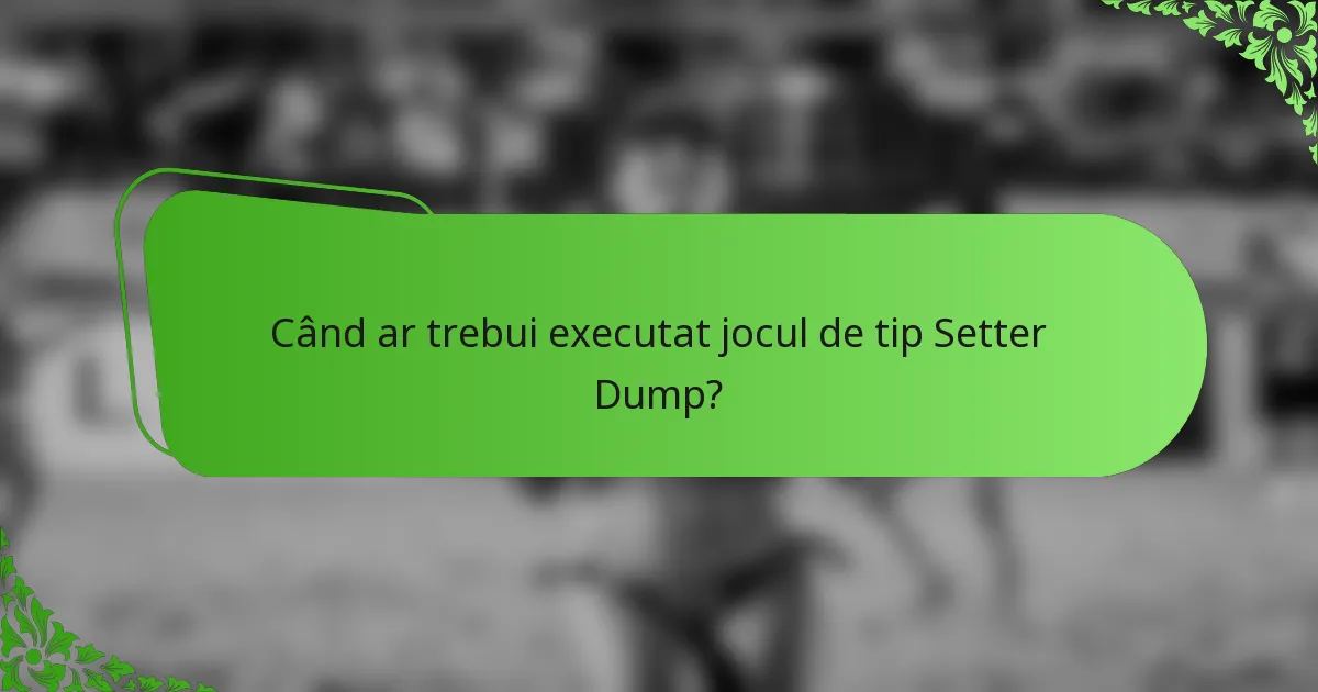 Când ar trebui executat jocul de tip Setter Dump?