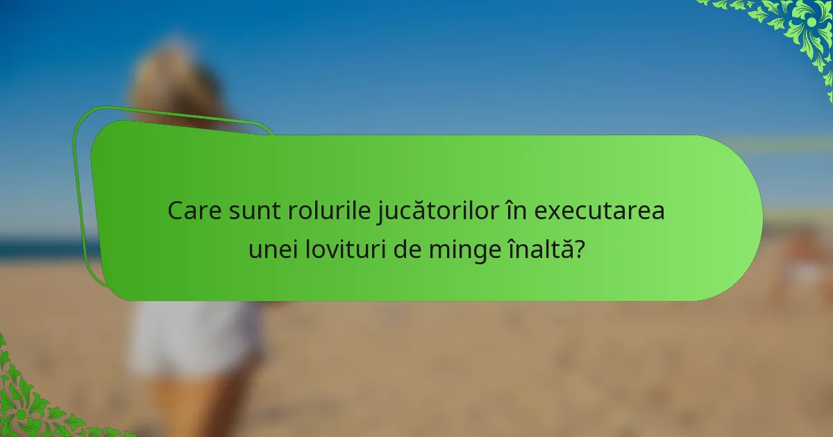 Care sunt rolurile jucătorilor în executarea unei lovituri de minge înaltă?