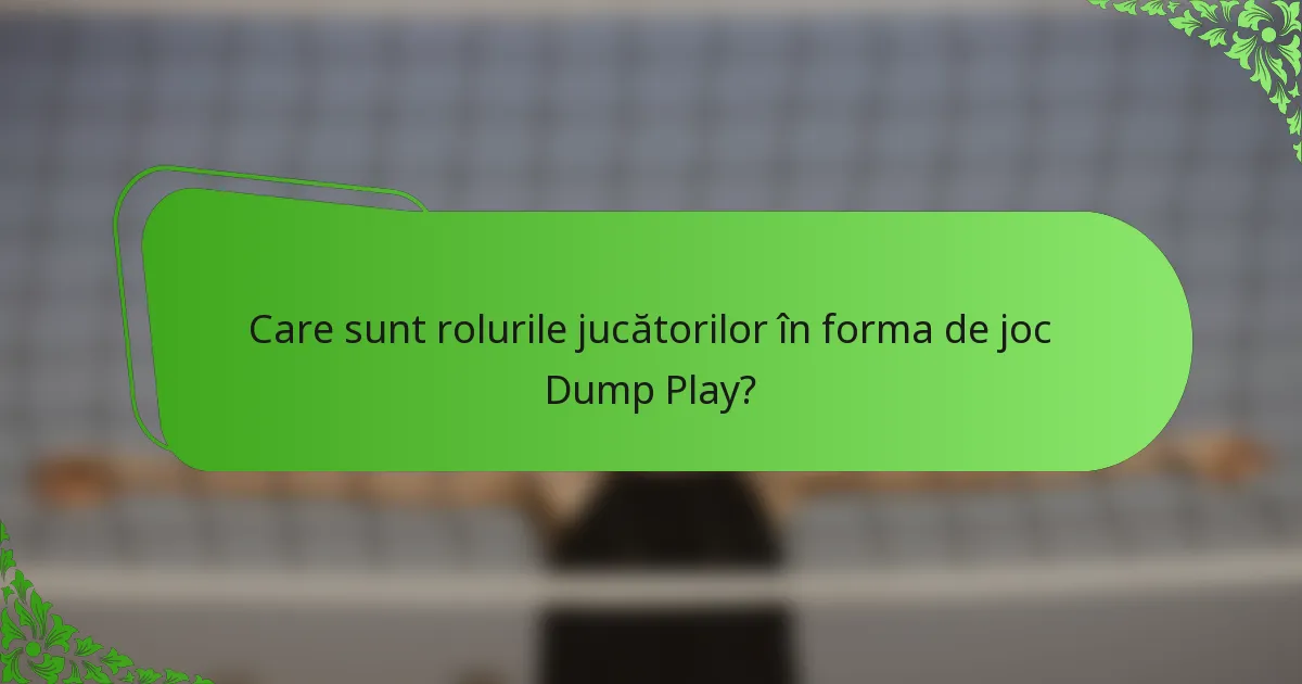Care sunt rolurile jucătorilor în forma de joc Dump Play?