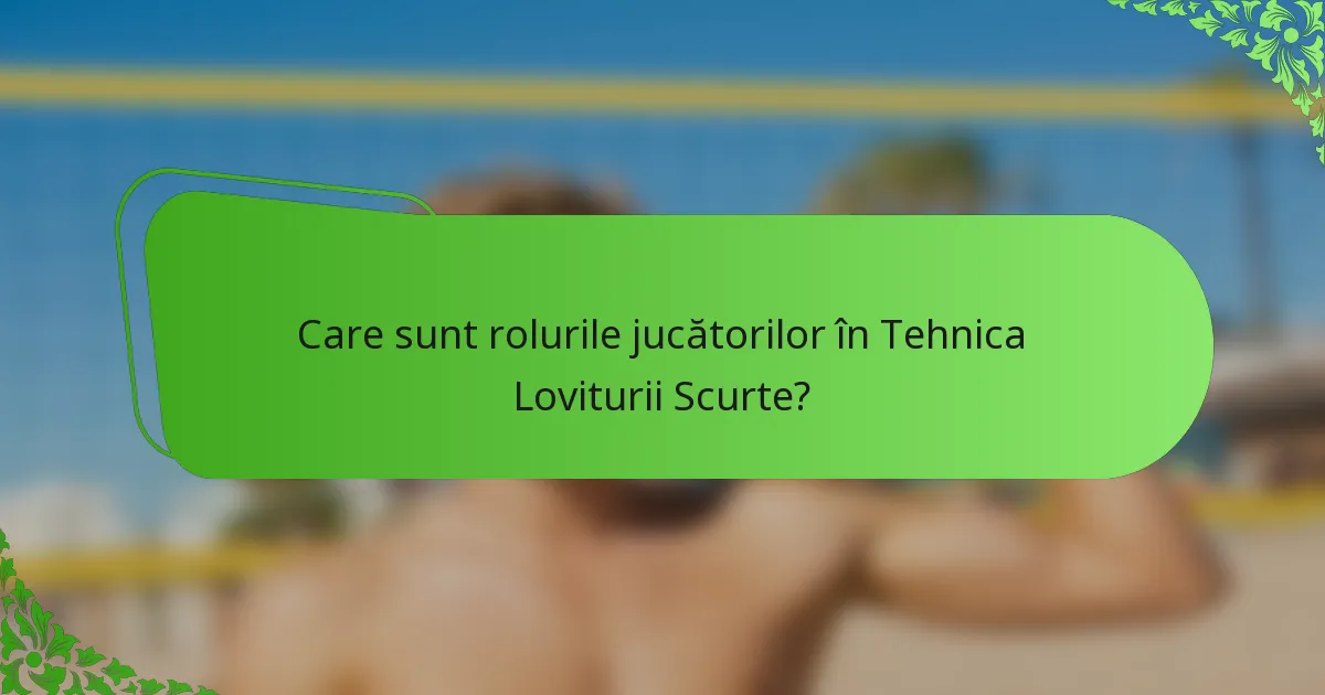 Care sunt rolurile jucătorilor în Tehnica Loviturii Scurte?