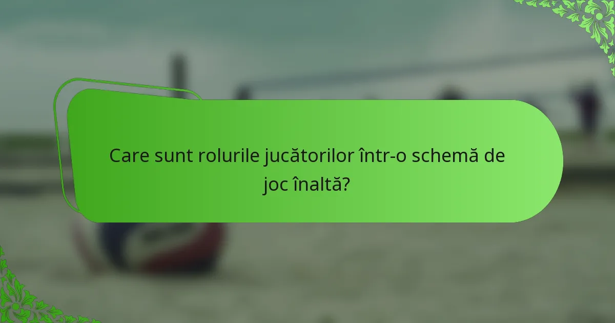 Care sunt rolurile jucătorilor într-o schemă de joc înaltă?