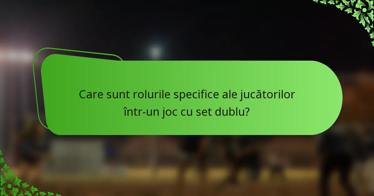 Care sunt rolurile specifice ale jucătorilor într-un joc cu set dublu?